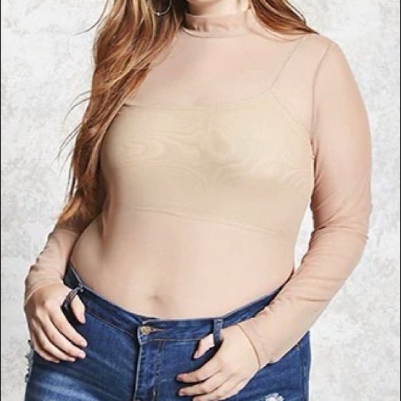 Nude Sheer Long Sleeve Top Sz 3X - Picture 1 of 6